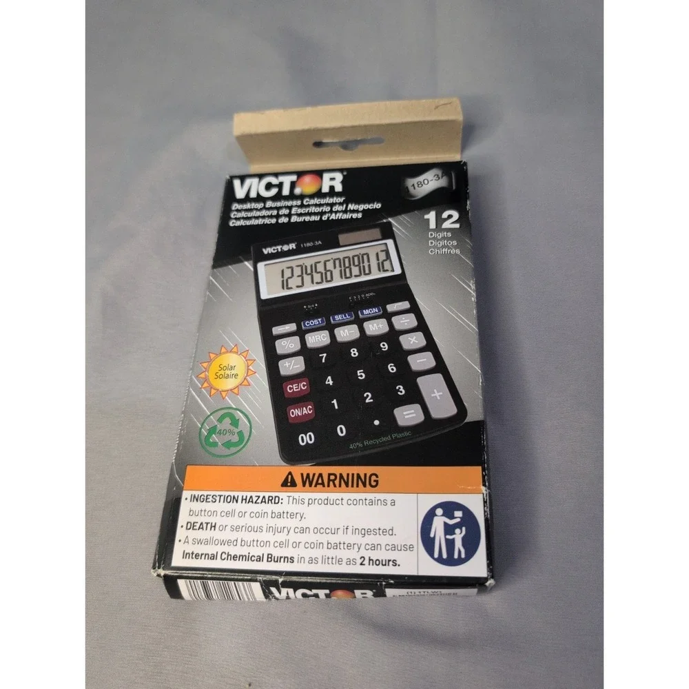 Victor 11803A Business Calculator 12-Digit LCD Solar Battery‎ Black